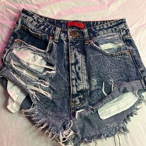 Signature Denim Distressed Shorts